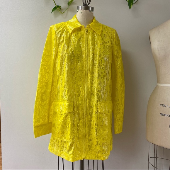 J Crew Collection • yellow lace coated spring jacket • size: S • NWT - Picture 3 of 9